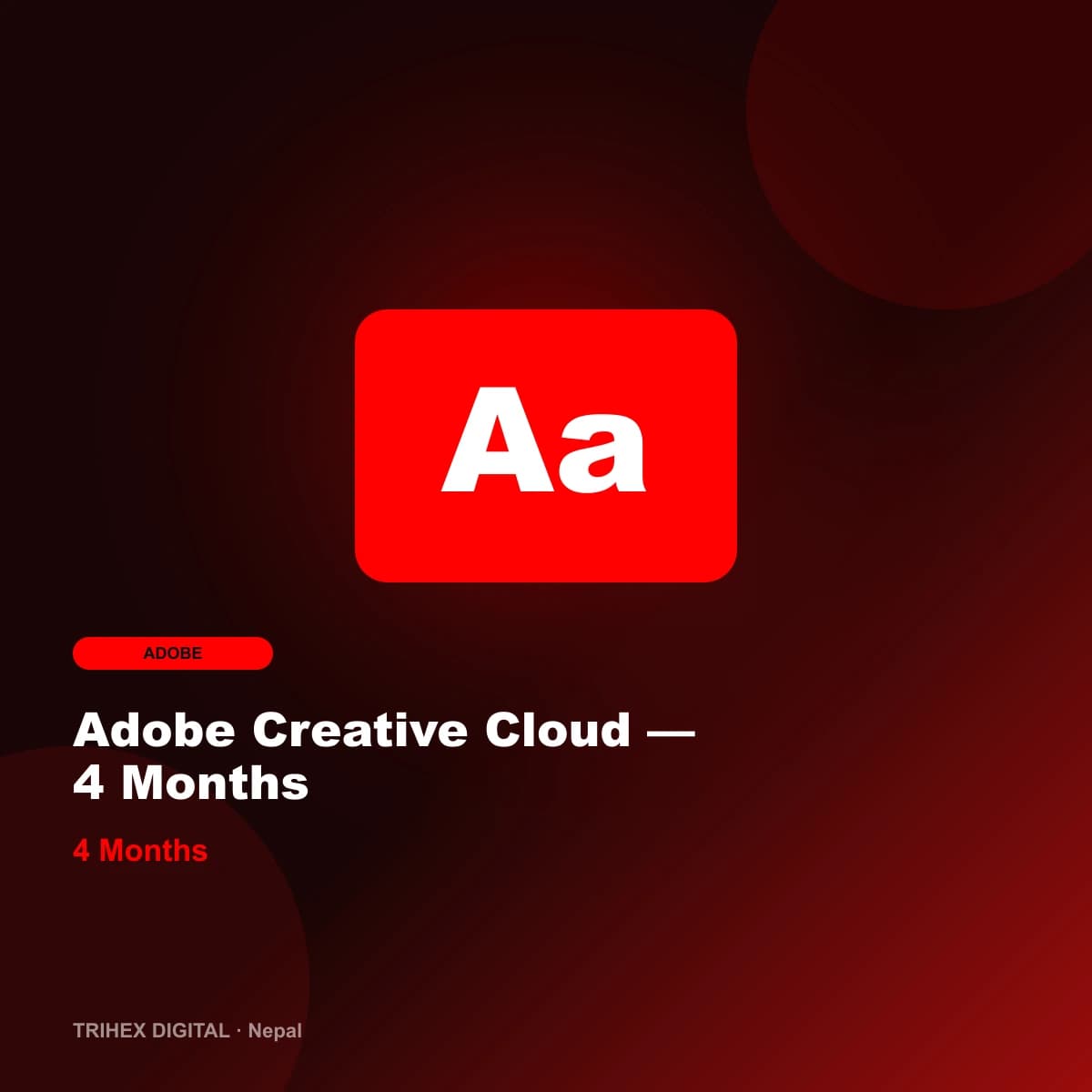 Adobe Creative Cloud — 4 Months artwork