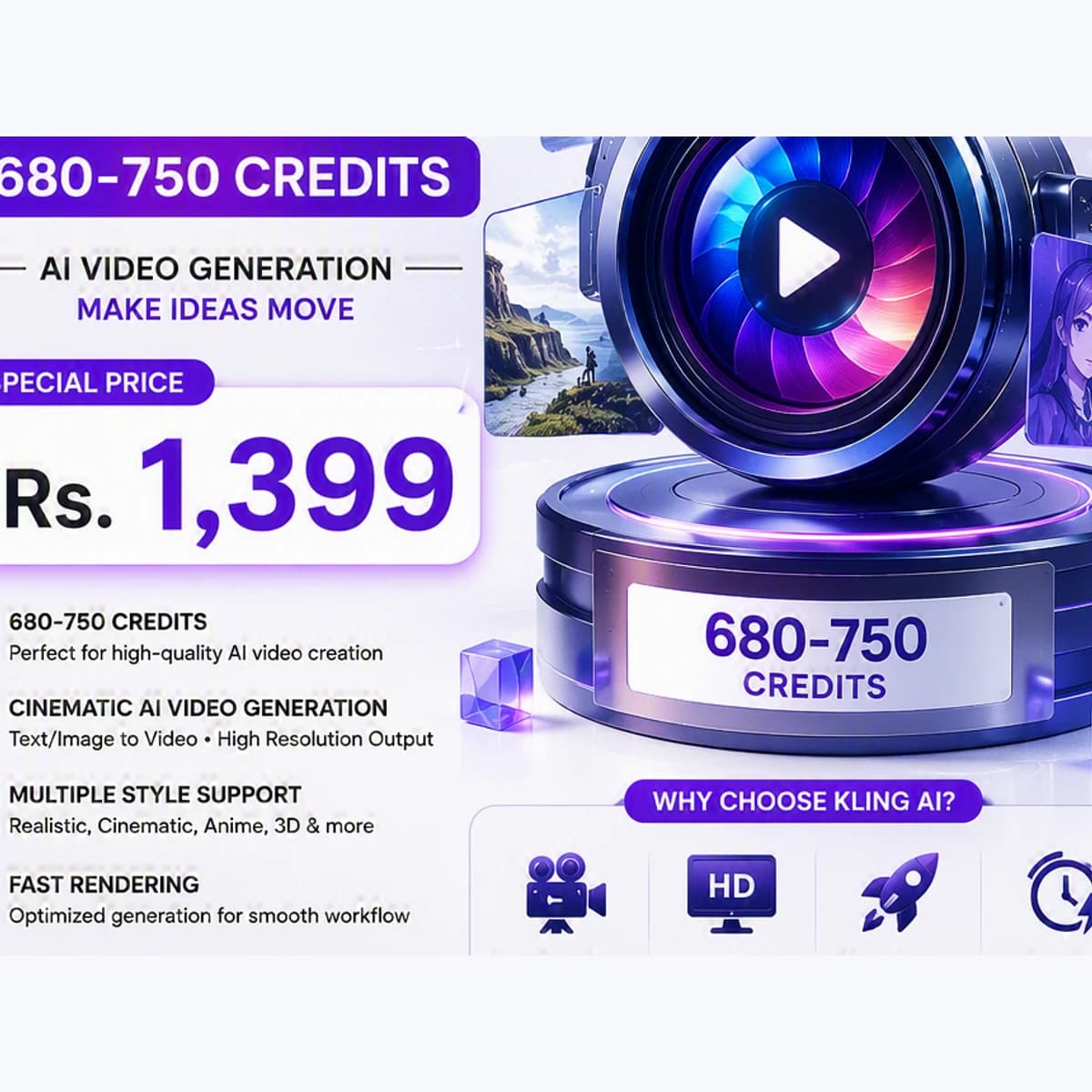 Kling AI Standard — 680 Credits product visual