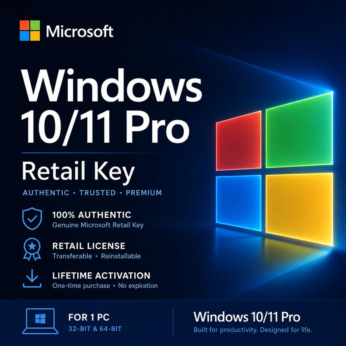 Windows 10 / 11 Pro — Retail Key artwork
